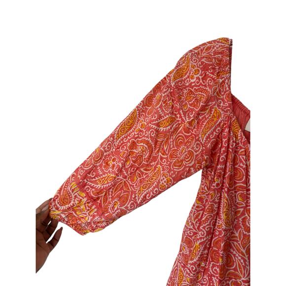 Cleobella Orange Paisley Print Button Front Boho Bohemian Grace Mini Dress Small - Picture 7 of 12